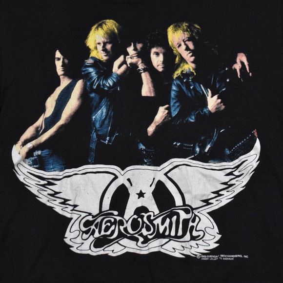 80s Aerosmith T-Shirt Single Stitch Brockum G Tee's Aero Force One 1989 VTG - Picture 2 of 9